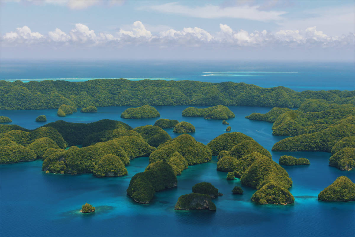 Aerial photo of the Rock islands in Palau